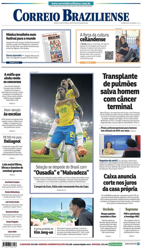 Capa Correio Braziliense Edição Sexta 25 de Março de 2022