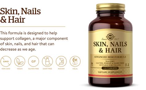 Solgar Skin, Nails and Hair, Improved MSM Formula, To Help Build ...