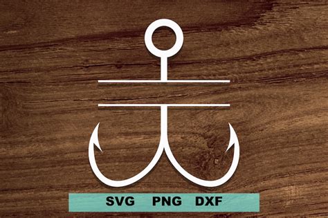 Fishhook Split Name Frame Svg Fish Hook Svg Cutfile For Etsy