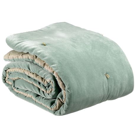 Quilted Velvet Throw in Soft Grey