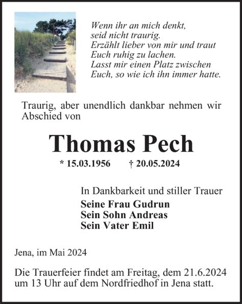 Traueranzeigen Von Thomas Pech Trauer In Thueringen De