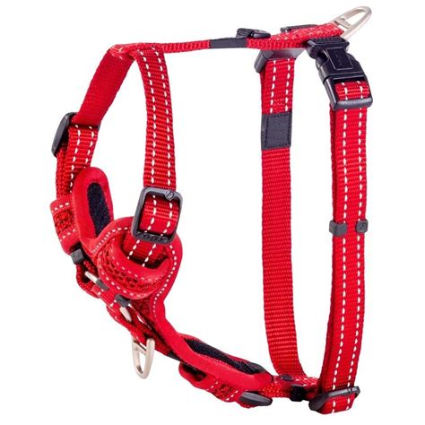 rogz control stop pull dog harness padded red medium big