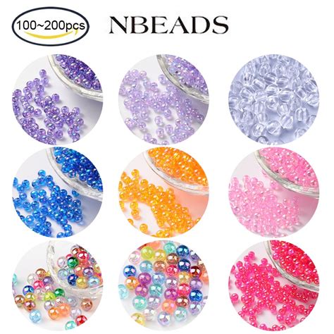 Nbeads 100 1000 Pc Transparent Clear Acrylic Round Beads About 4mm In