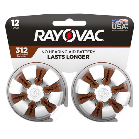 Rayovac Size 312 Hearing Aid Batteries 12 Pack 312 12 Walmart