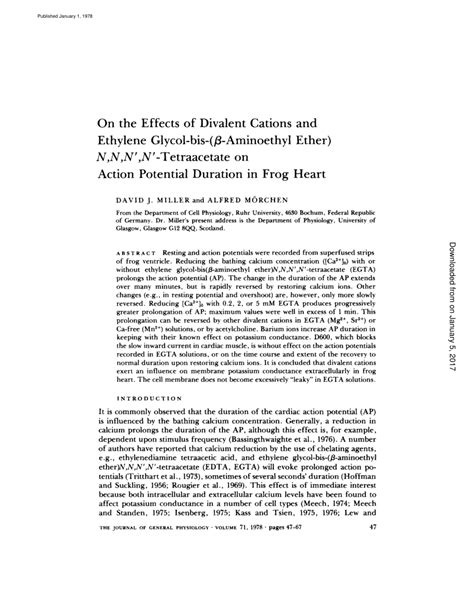 PDF On The Effects Of Divalent Cations And EGTA On Action Potential