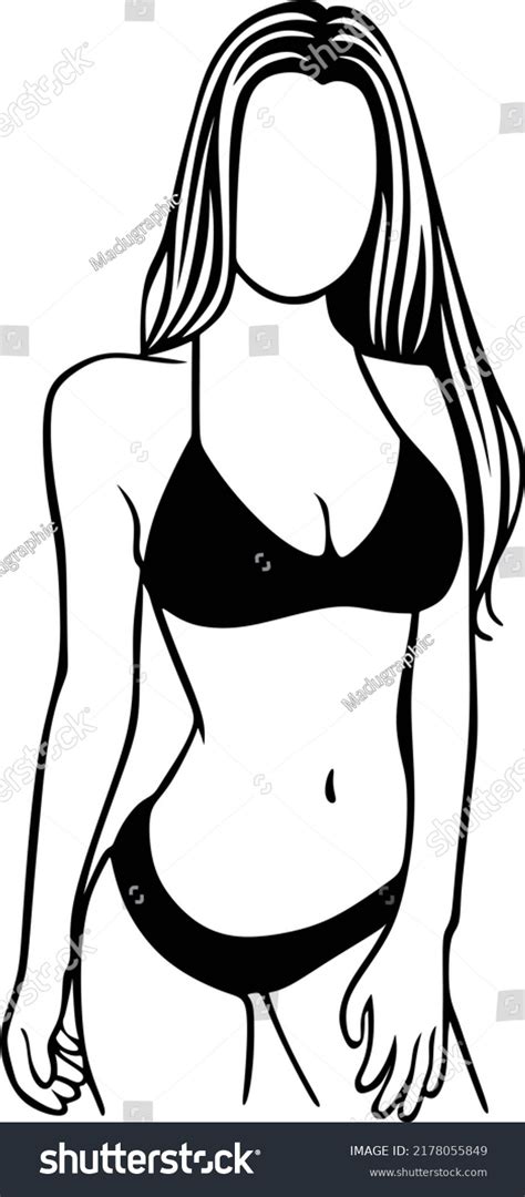 Hot Bikini Girl Drawing Line Art Stock Vector Royalty Free 2178055849