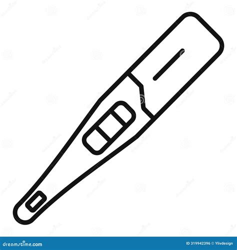 Digital Medical Thermometer Line Art Illustration Stock Vector Illustration Of Temperature