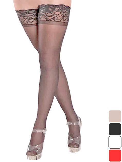 Plus Size Thigh Highs Stay Up Sheer Silicone Lace Top Stockings Womens Osplus Ebay