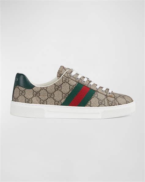 Gucci Ace Monogram Canvas Low Top Sneakers Neiman Marcus