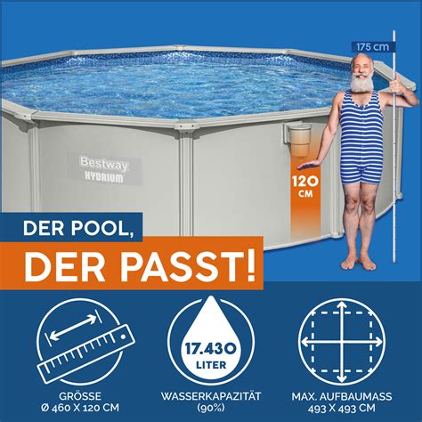 Bestway Hydrium Stahlwandpool Komplett Set mit Sandfilteranlage Ø 460