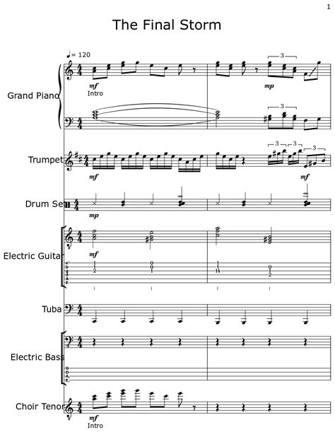 The Final Storm Sheet Music For Piano Trumpet Drum Set Electric