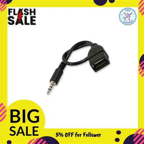 Usb Female To Aux 35mm Male Jack Plug Audio Data Charge Cable Lazada