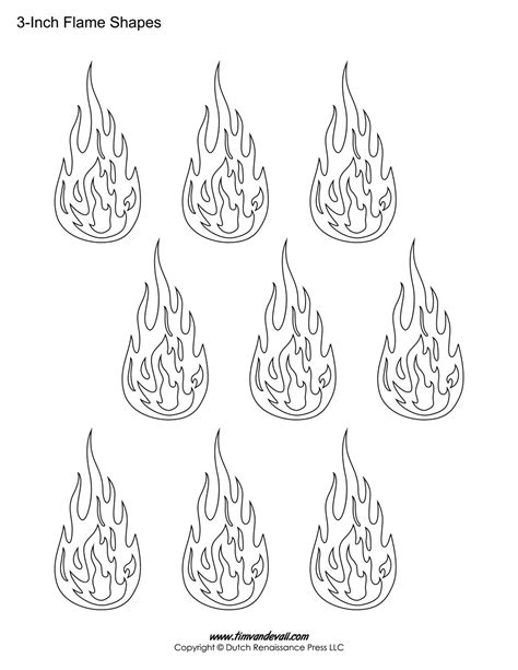 Printable Flame Stickers, Flame Templates, Flame Shapes