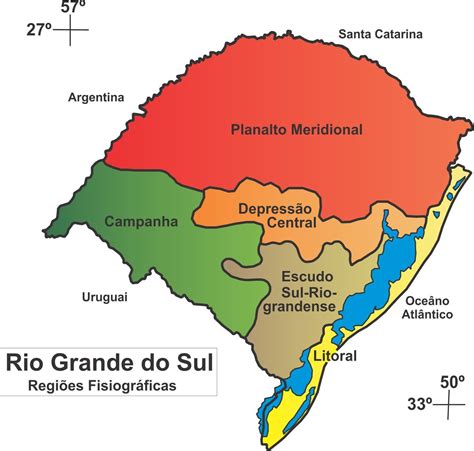 Mapa das Regiões Fisiográficas do Rio Grande do Sul imagens Rio