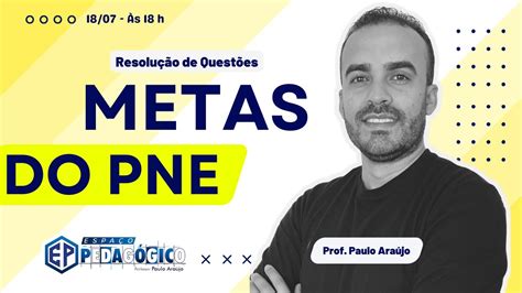 METAS DO PNE EM EXERCÍCIOS o Prof Paulo Araújo YouTube