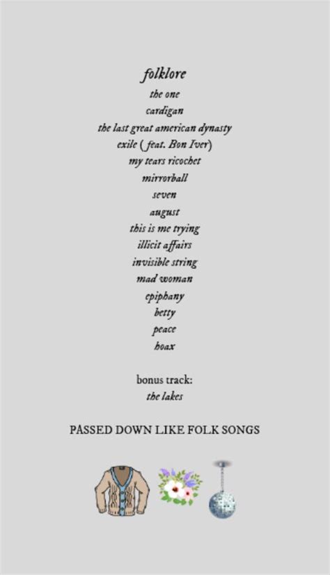 Folklore track list wallpaper | Taylor songs, Folklore, Taylor swift songs