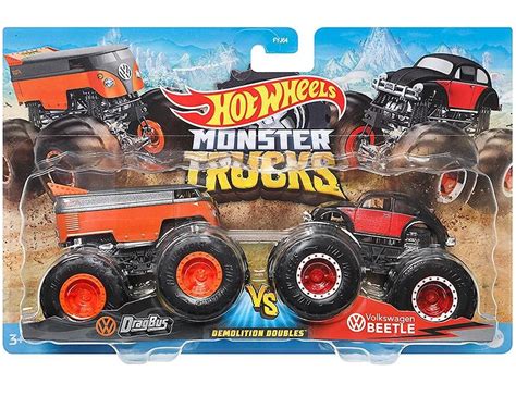 Hot Wheels Monster Trucks Vw Drag Bus Vs Vw Beetle Mattel Carrinho