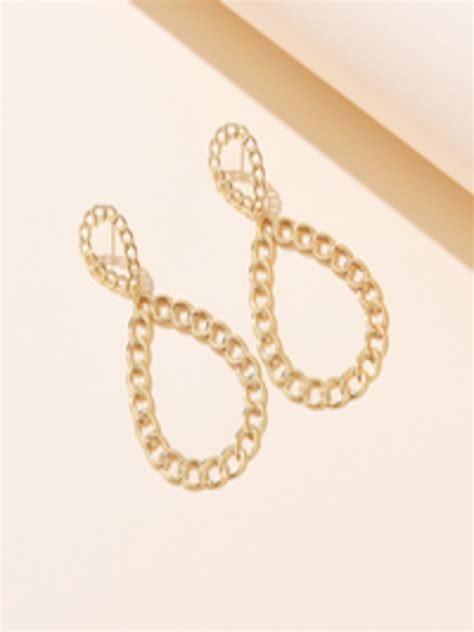 Buy Urbanic Gold Toned Teardrop Shaped Drop Earrings Earrings For