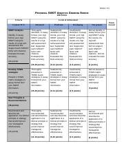 Personal Swot Analysis Grading Rubric Docx Bmal Personal Swot