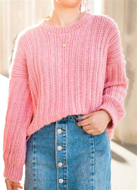 Knit Look Ribbed Crochet Sweater Free Pattern For The Frills