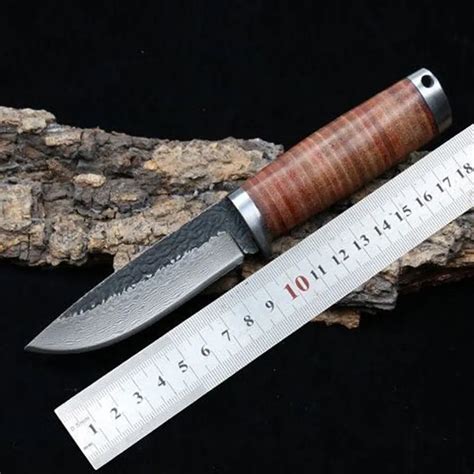 Bravefighter Fixed Blade Hunting Knife Handmade Forged Damascus Steel