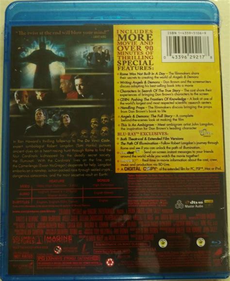 Angels Demons Blu Ray Disc 2009 2 Disc Set Theatrical Extended