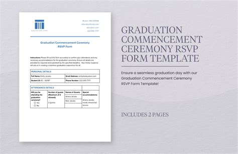 Graduation Commencement Ceremony Rsvp Form Template In Word Pdf