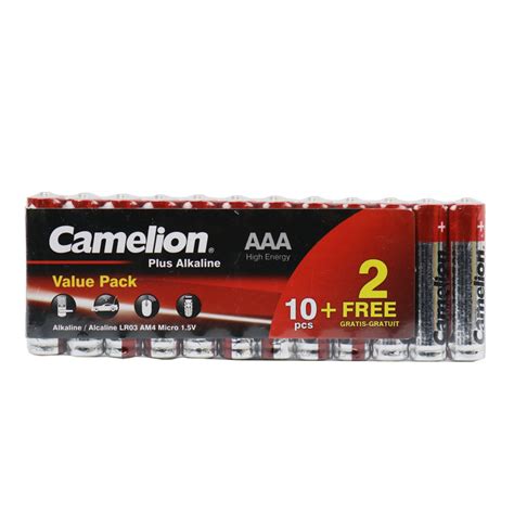 خرید باتری نیم قلمی Camelion Plus Alkaline 1 5V AAA بسته 12 عددی شرینک