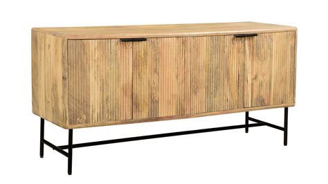 Buffet En Bois Manguier Massif Grav Et M Tal Noir Portes L Cm