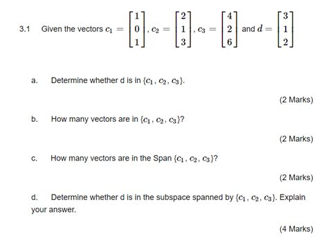 31 Given The Vectors C1 L1 0 1 C2 L2 1 3 C3 Studyx