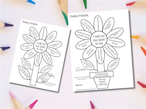 2024 Girl Scout Daisy Petals Chart Scout Promise And Law Coloring