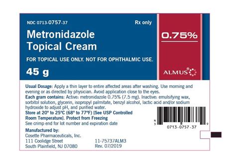 Metronidazole Cream - FDA prescribing information, side effects and uses