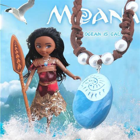 Movie Princess Moana Necklace Cosplay Pendants Blue Stone Moana