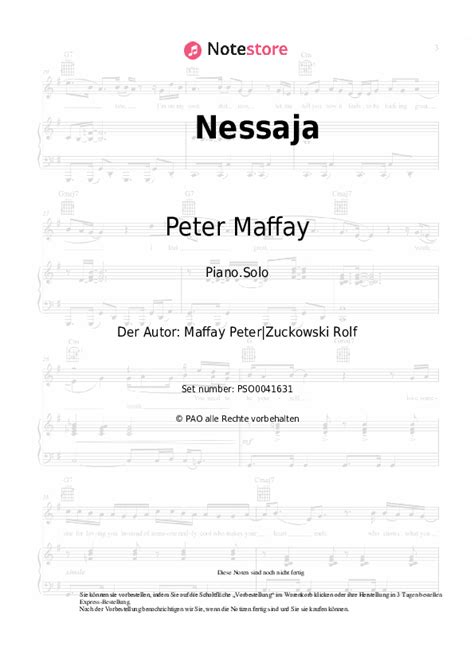 Nessaja Helene Fischer Peter Maffay Noten Pdf Solo Klavier Note