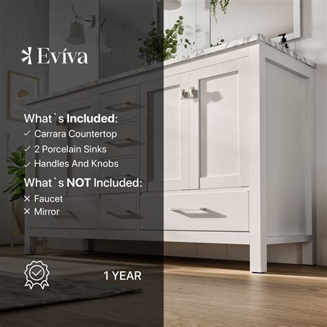 Eviva London 60 X 18 Inch White Transitional Double Sink Bathroom