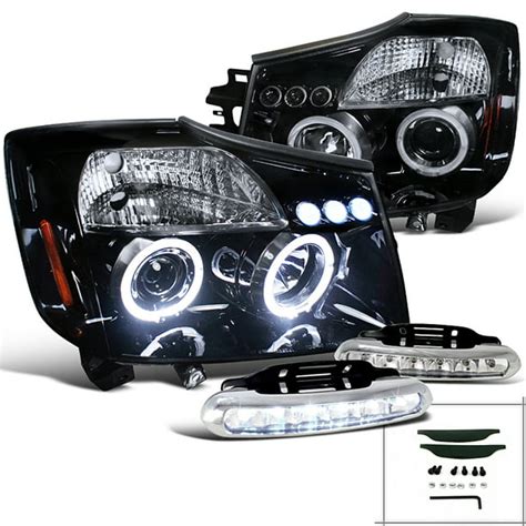 Spec D Tuning Black Halo Projector Headlights Led Bumper Light Set Compatible With Titan Armada