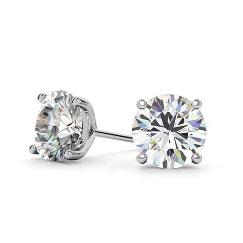 4 Prong Round Martini Moissanite Stud Earrings Ear157 MoissaniteCo