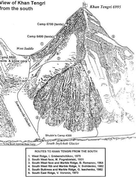 Photographs Access Routes And Map Of Khan Tengri A Snow Leopard Peak