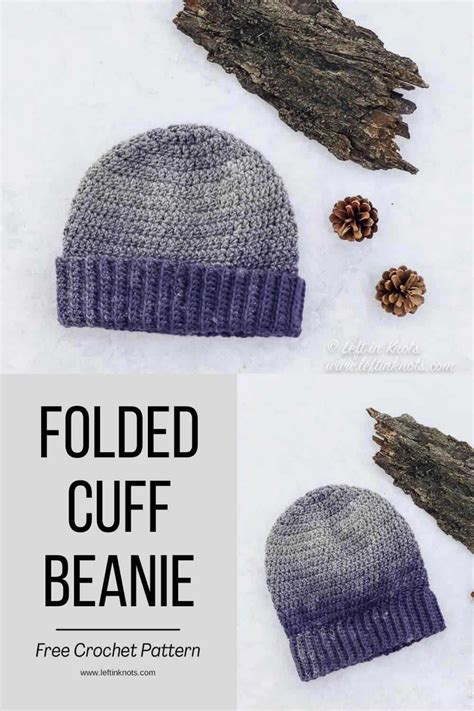 Crochet Folded Cuff Beanie Free Pattern Left In Knots