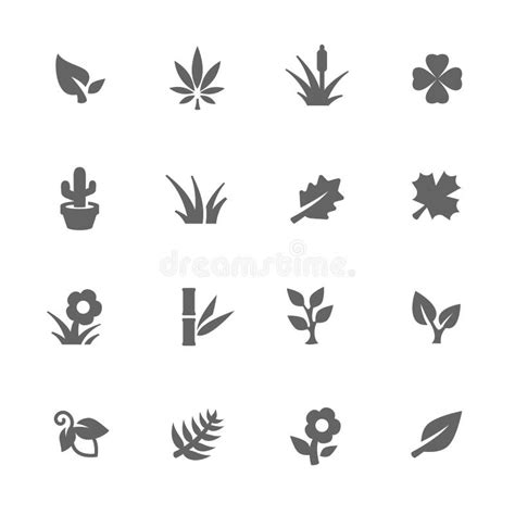 Hojas De Las Plantas Pictograma Conjunto Ilustración del Vector