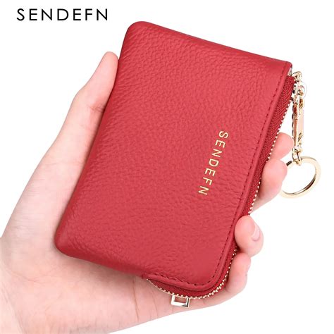 Sendefn Women Coin Purse Genuine Leather Card Holder Wallet Mini Rfid