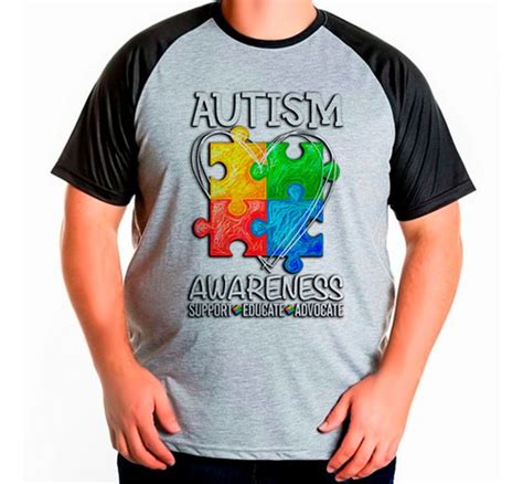 Camiseta Raglan Plus Consciência Autismo Suporte Educação G3