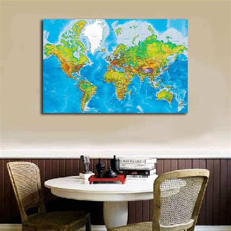 World Classic Premier Wall Map Poster Canvas Prints Wall Art Etsy