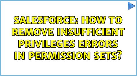 Salesforce How To Remove Insufficient Privileges Errors In Permission