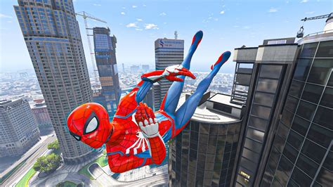 GTA 5 Iron Spider Man Falling Off Highest Buildings Crazy Jumps Stunt