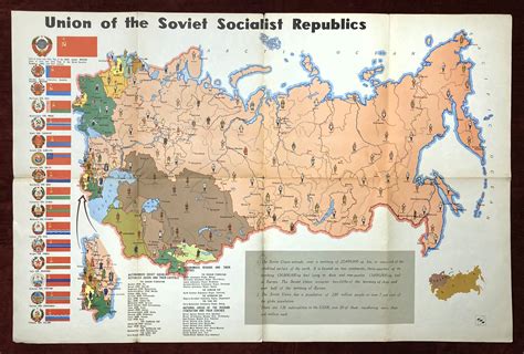 Vintage Poster USSR Demographics Russia Map Soviet Population