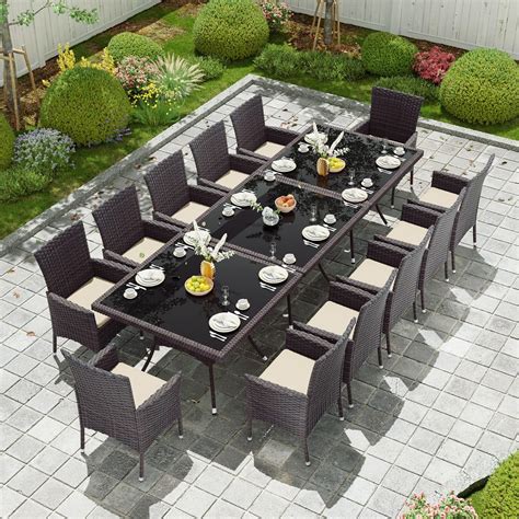 Amazon Kullavik 15 Piece Outdoor Dining Set Patio Rattan Furniture