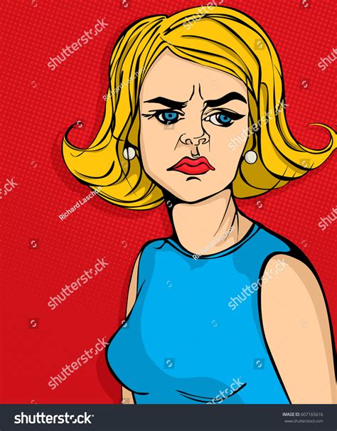 Pop Art Illustration Angry Blonde Girl Stock Vector Royalty Free