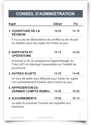 Exemples de comptes rendus de réunion