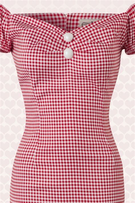 S Dolores Picnic Gingham Dress In Red And White